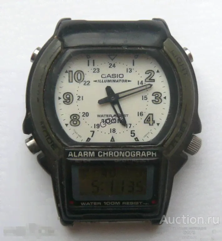 Casio Illuminator AW-61 digital analog 100M Alarm Chronograph watch Часы на ходу (№111.)-0